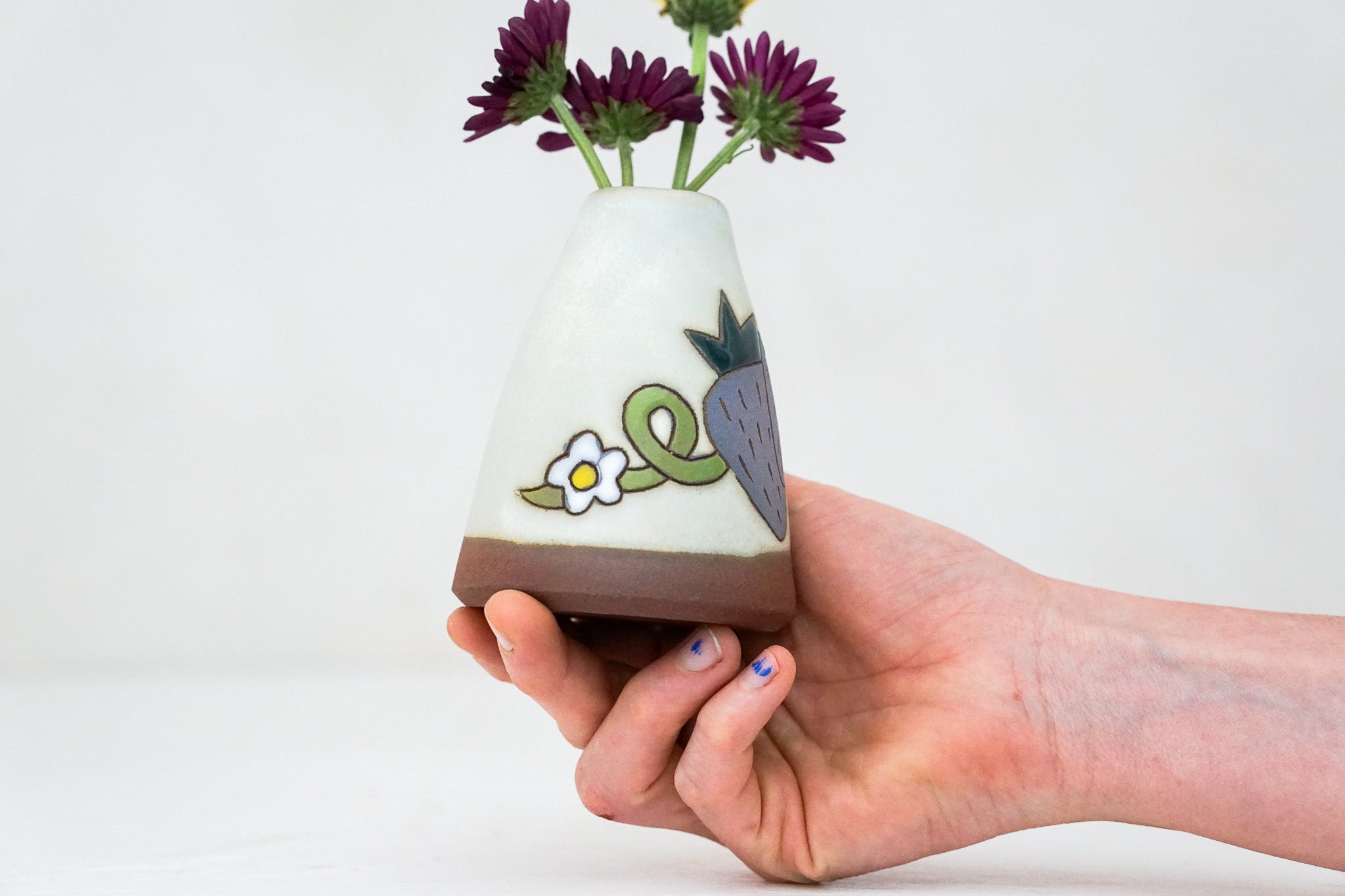 Purple Strawberry Vase in Bone