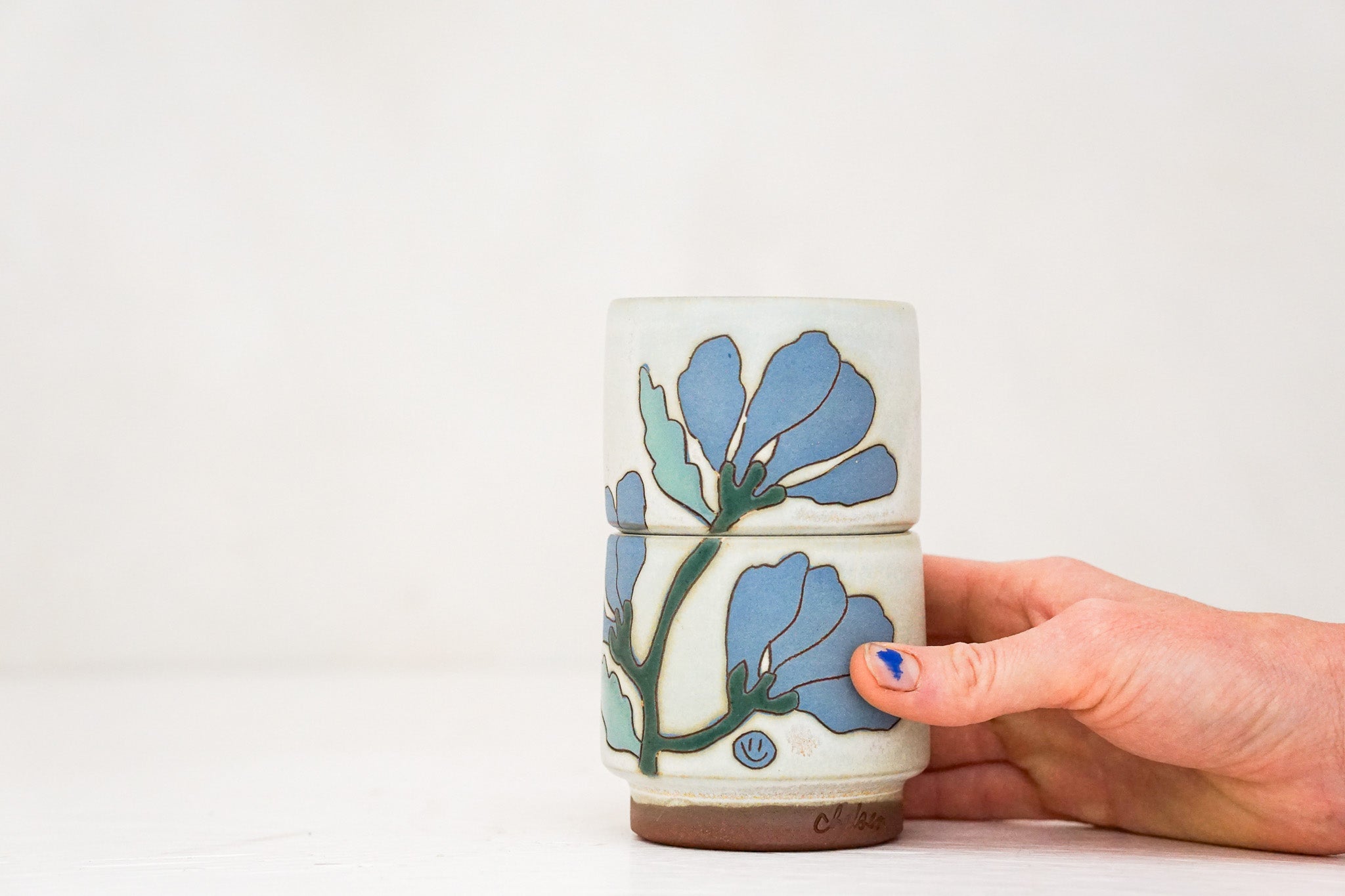 Dancing Flowers double stack in Bone