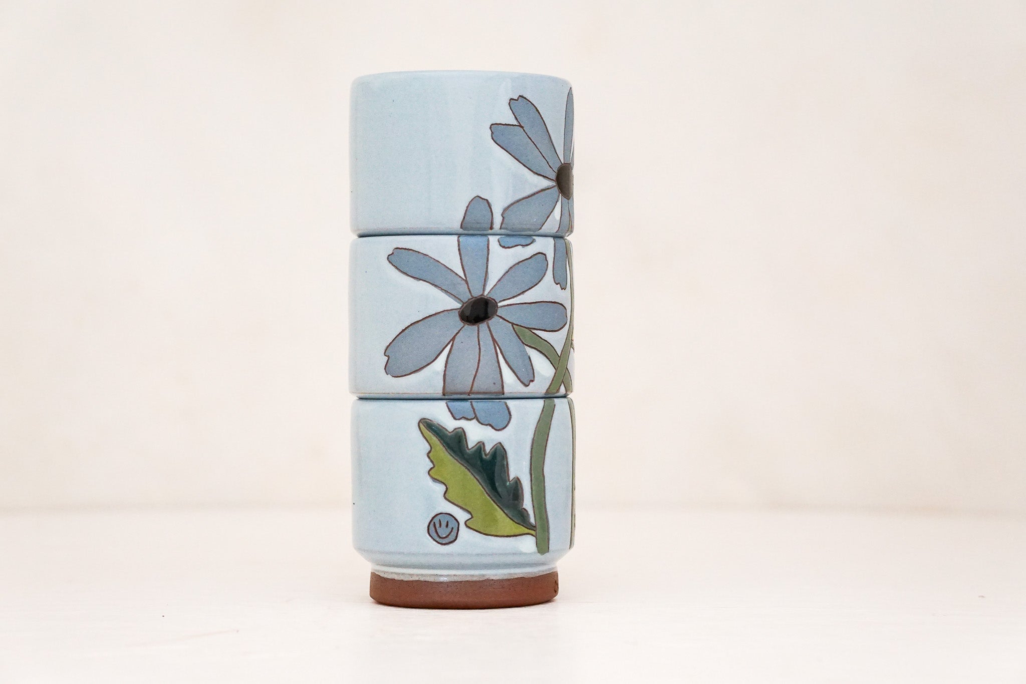 Felicia Blue Daisy Flower triple stack in Ira