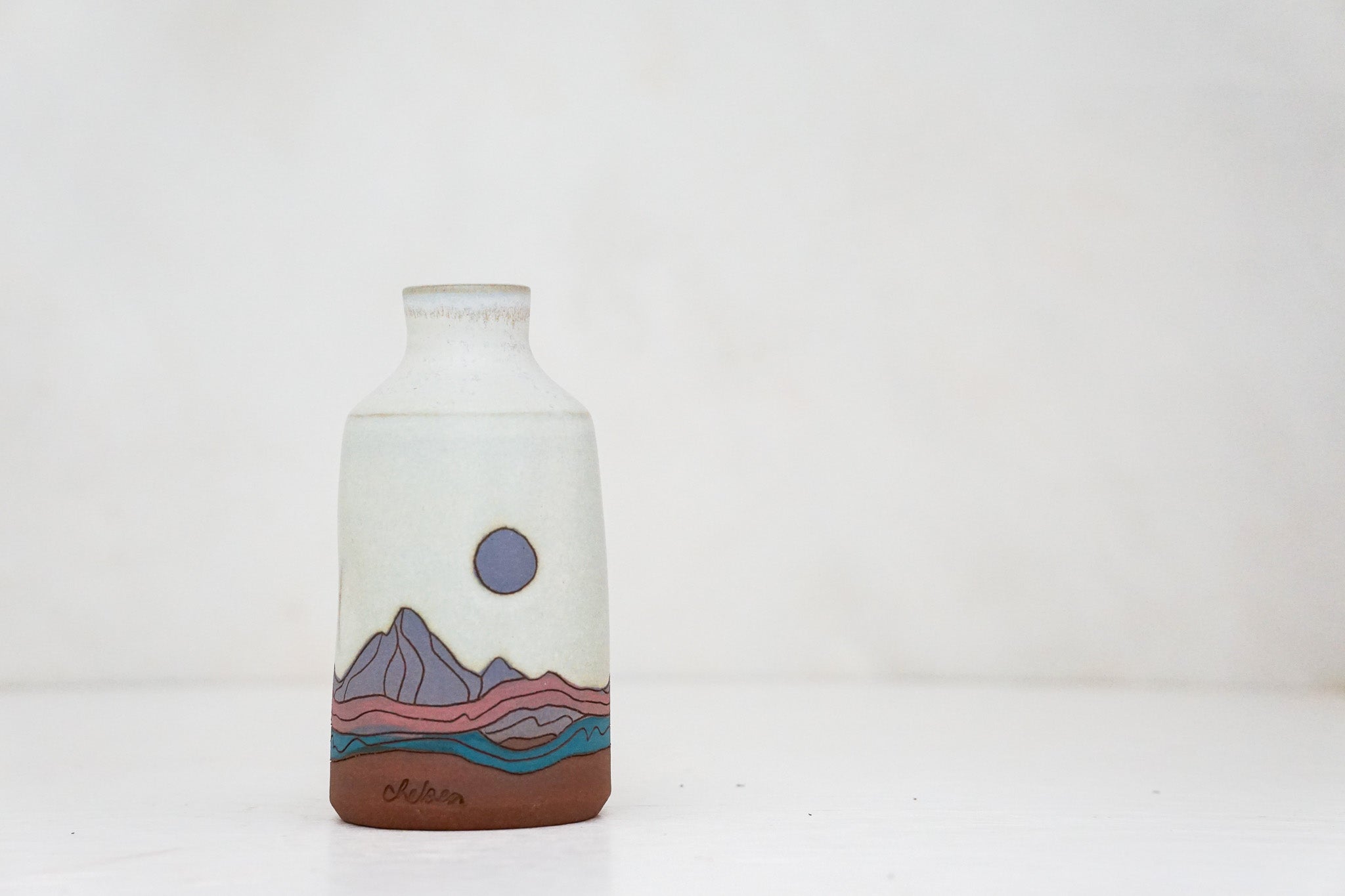 Mtn Moon purple Bottle vase in Bone
