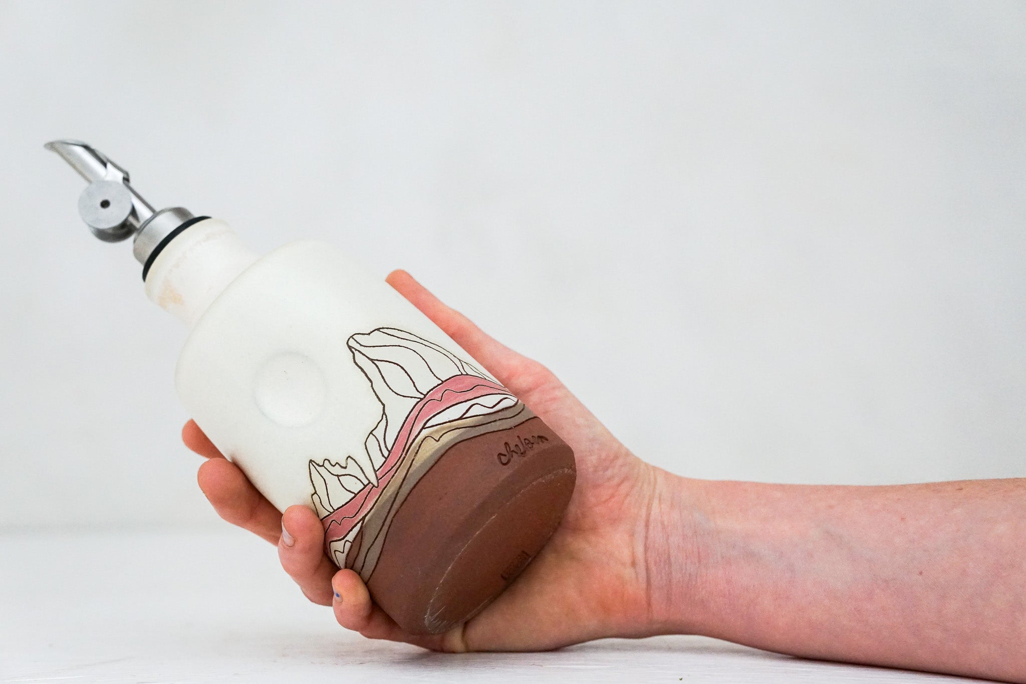 W Teton Olive oil Bottle in Bone