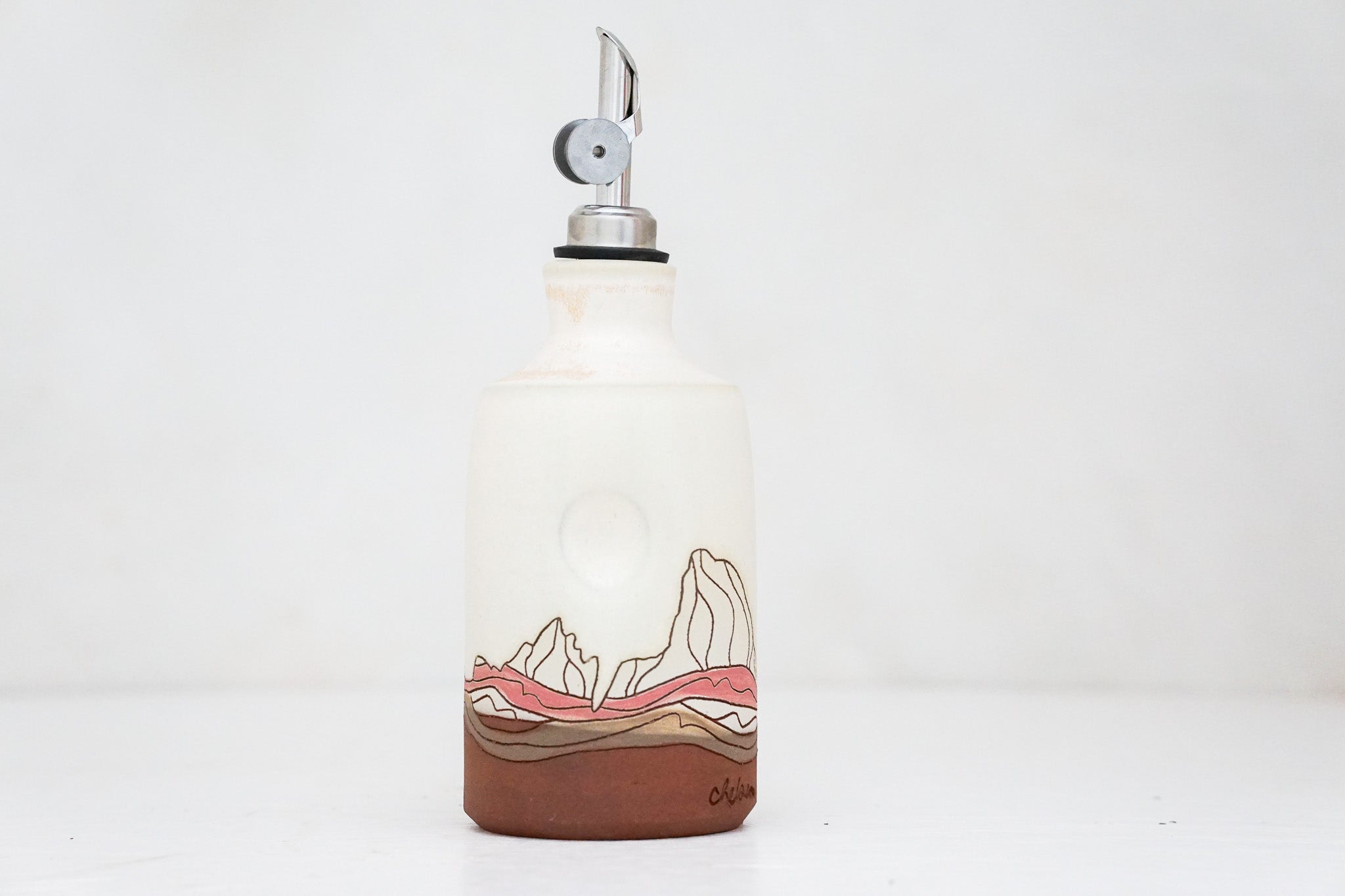 W Teton Olive oil Bottle in Bone