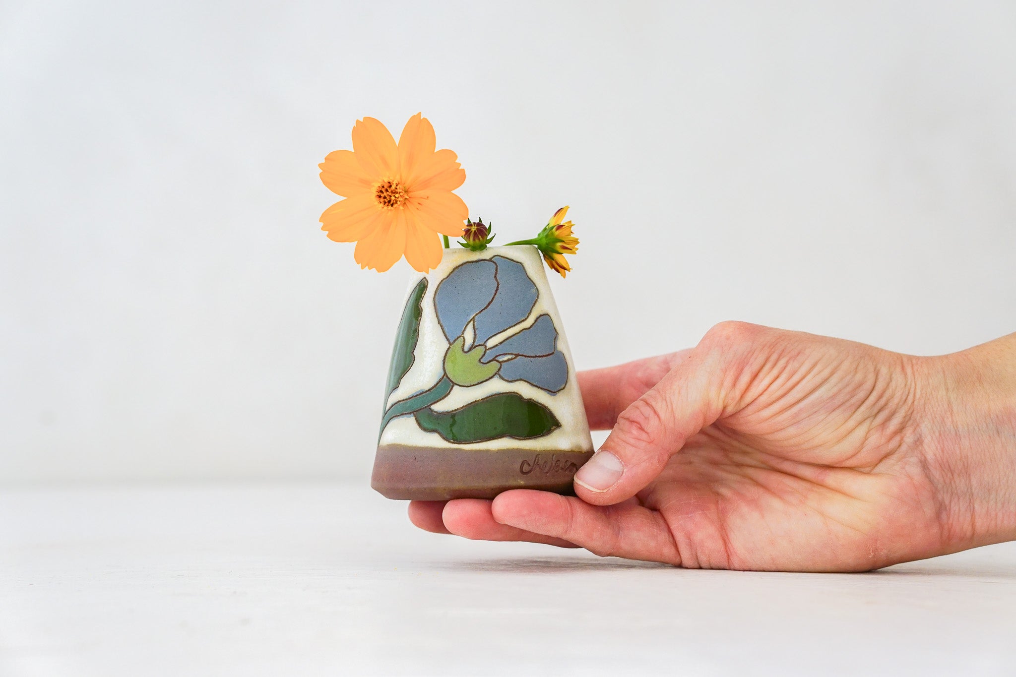 Dancing Flower Bud vase in Bone