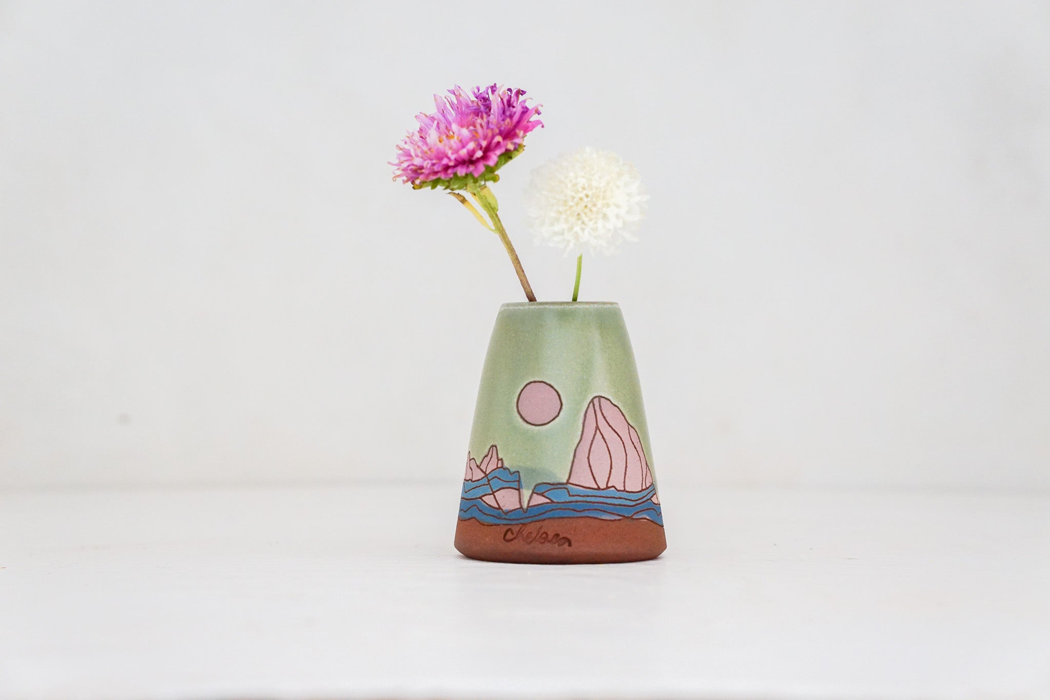 W Teton Moon Bud vase in Sage