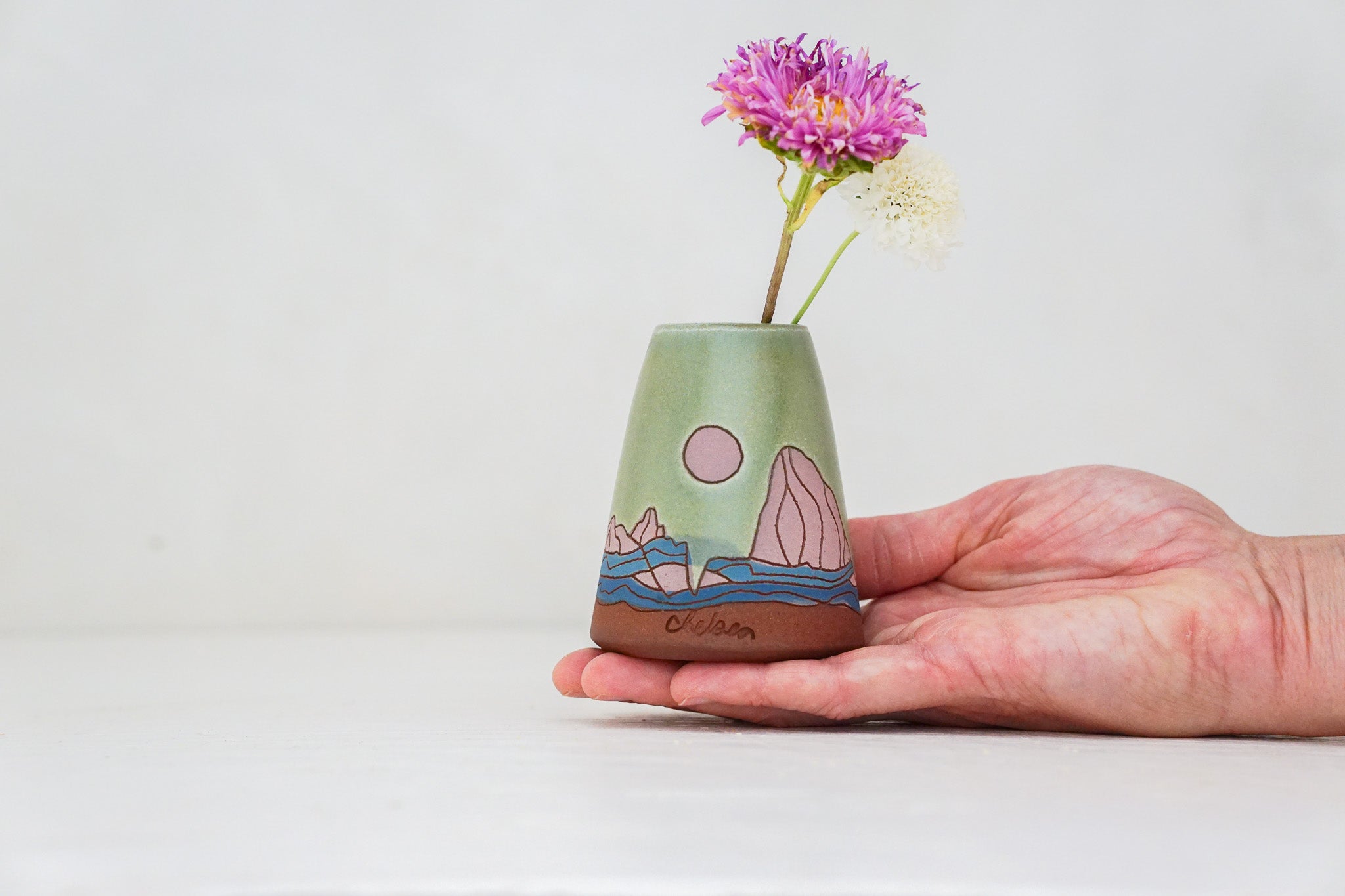 W Teton Moon Bud vase in Sage