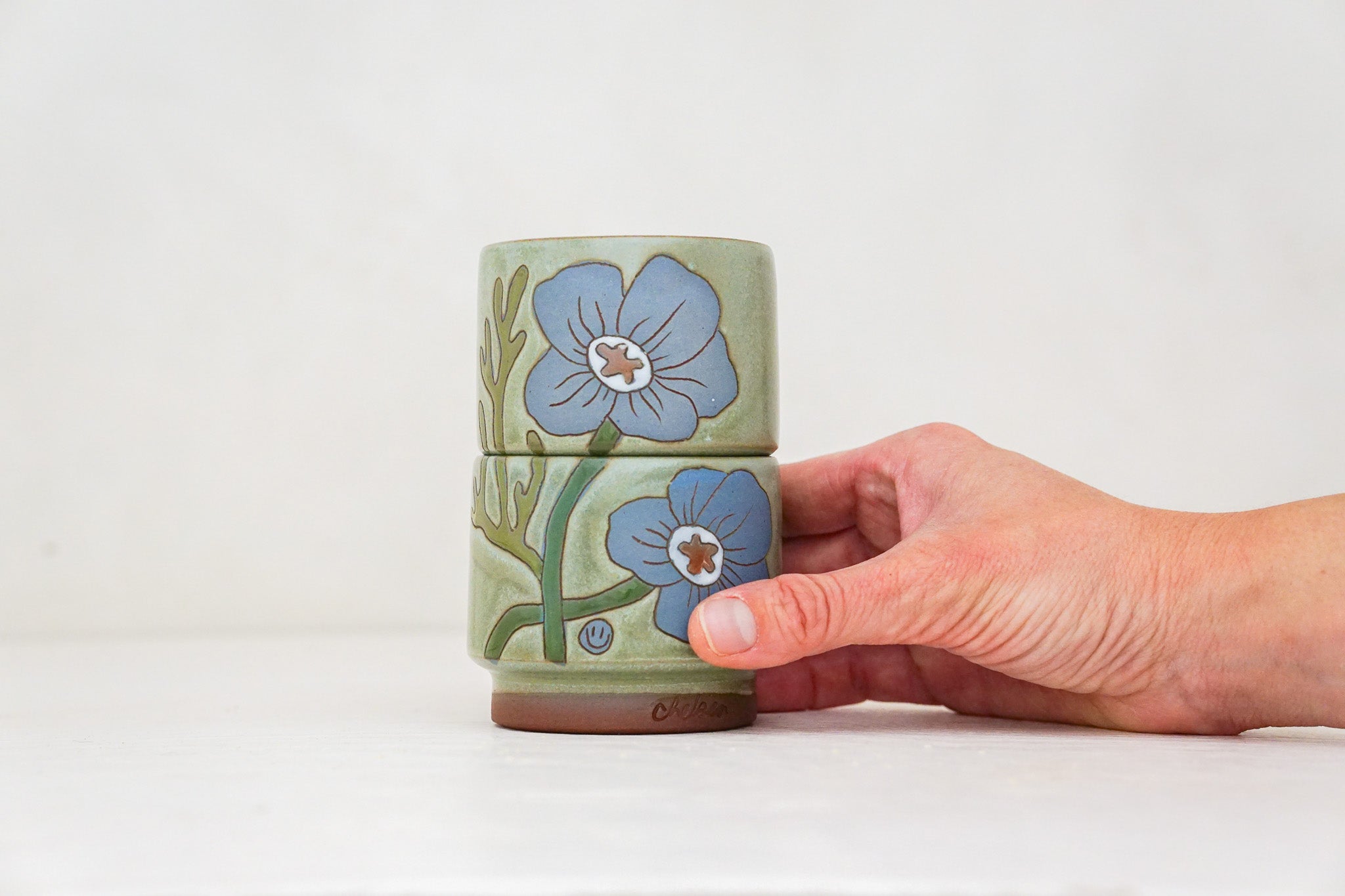Blue Cosmo double stack in Sage