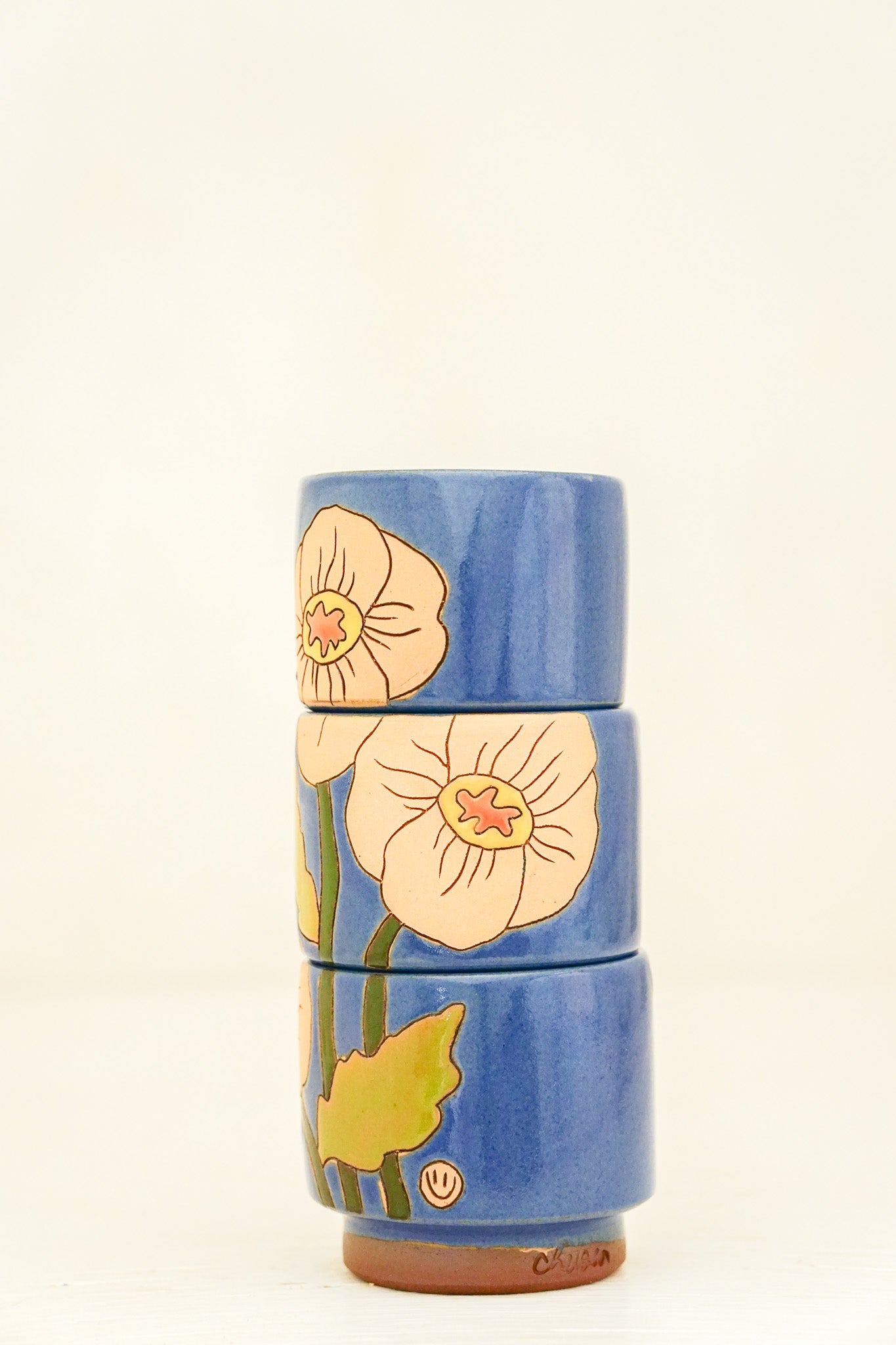 Poppy Flower cups in Flax*