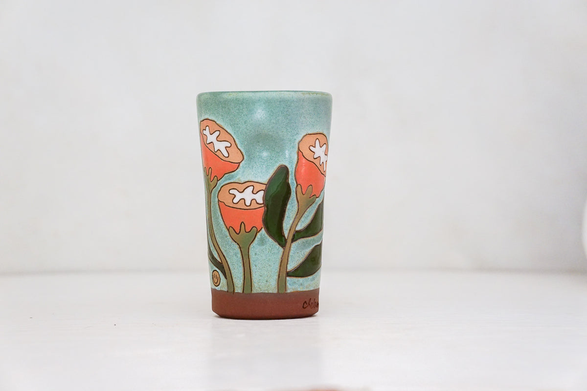 Orange Flowers Tall Cup in Lake