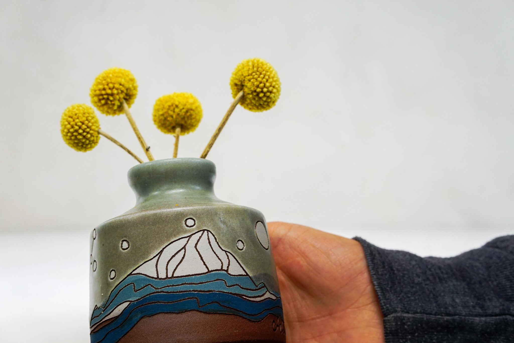 Mtn Moon Bud Vase in Stone