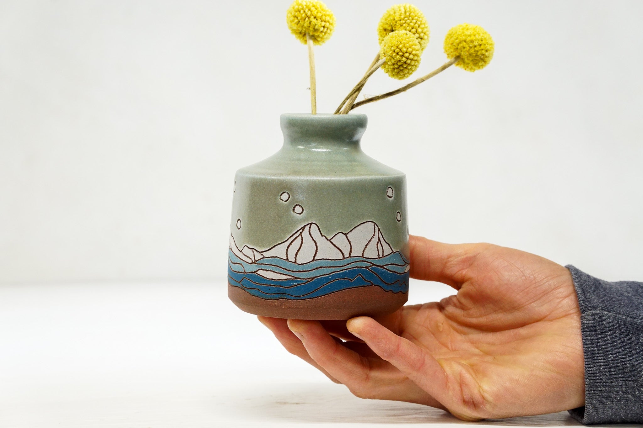 Mtn Moon Bud Vase in Stone