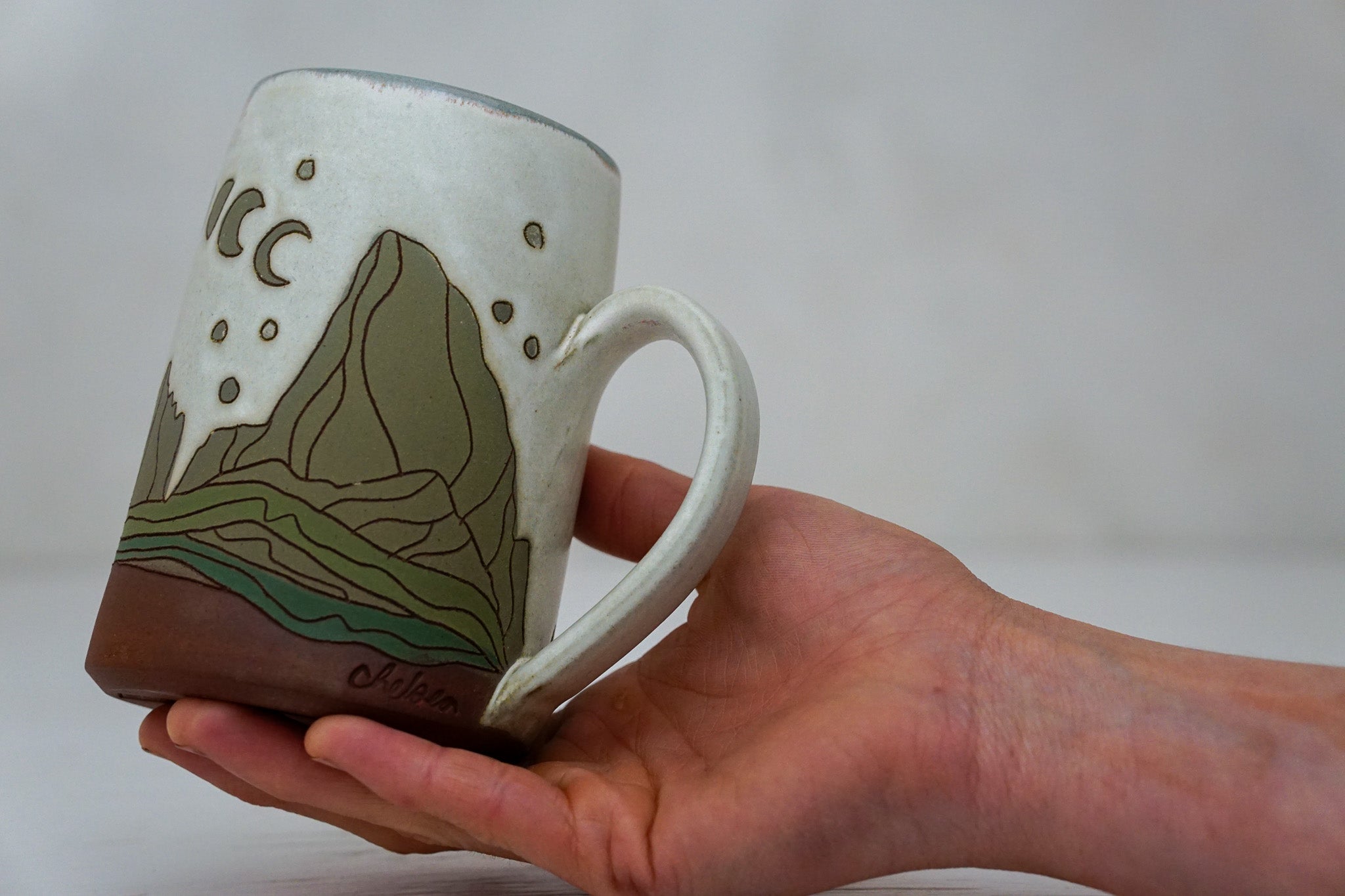 W Teton Moonphase mug in Limestone