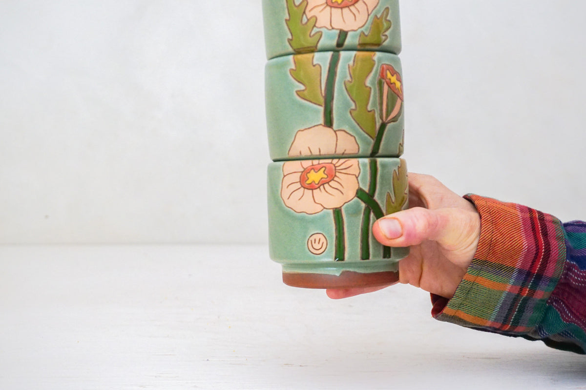 Poppy Stacker cups in Sage
