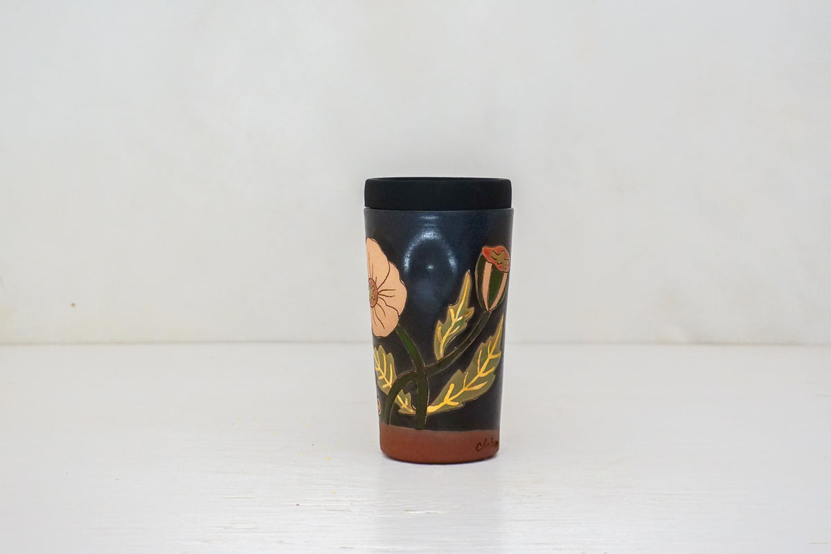 GOLD Poppy Flower Travel Cup in Darby