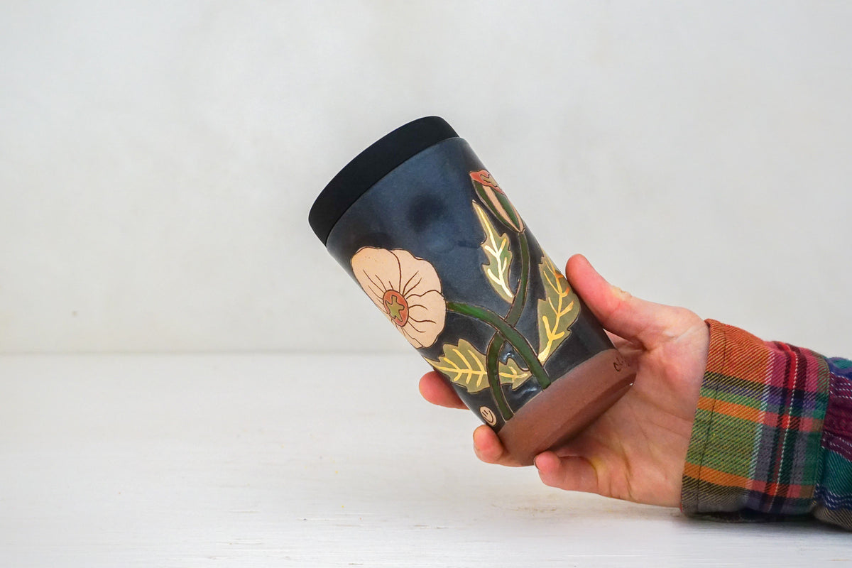 GOLD Poppy Flower Travel Cup in Darby