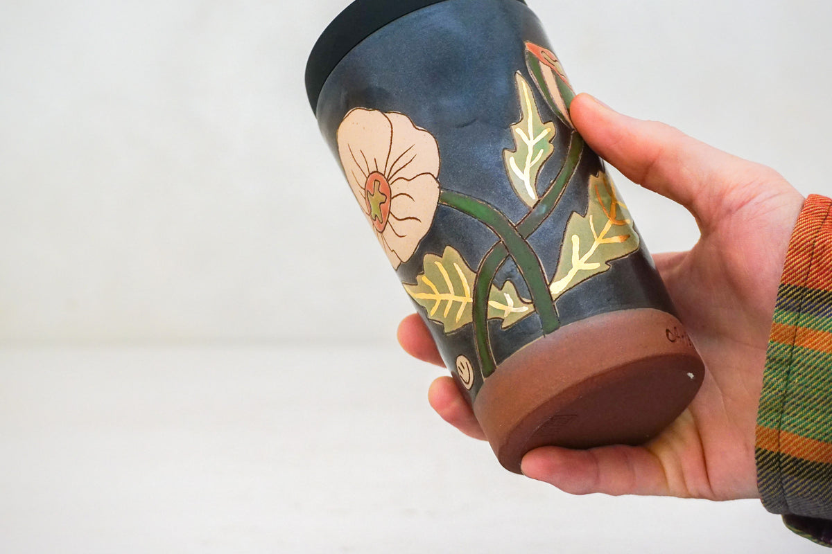 GOLD Poppy Flower Travel Cup in Darby