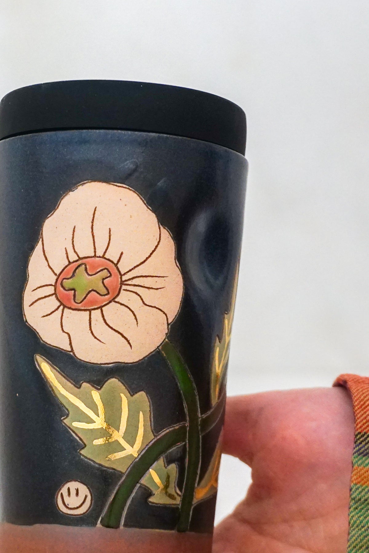 GOLD Poppy Flower Travel Cup in Darby