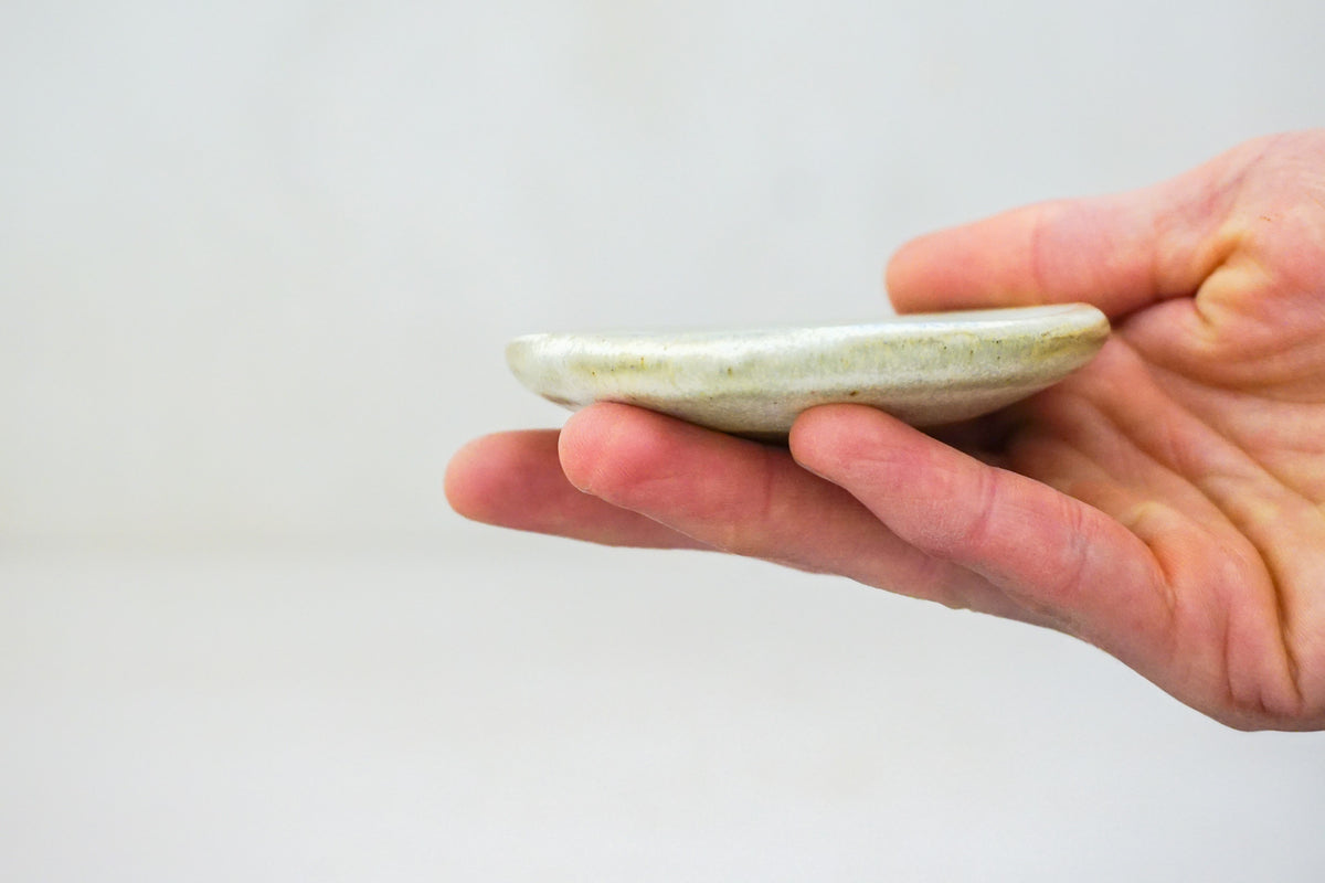Purple Flower Ring dish in Bone