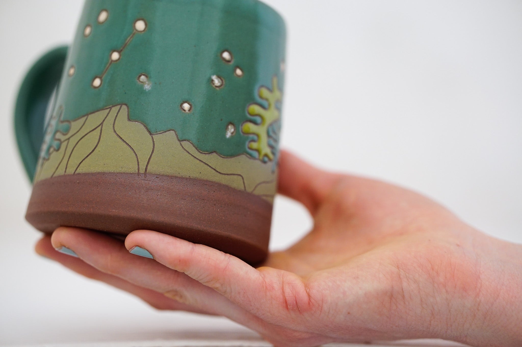 Mtn Dipper moon mug in Kali Forest