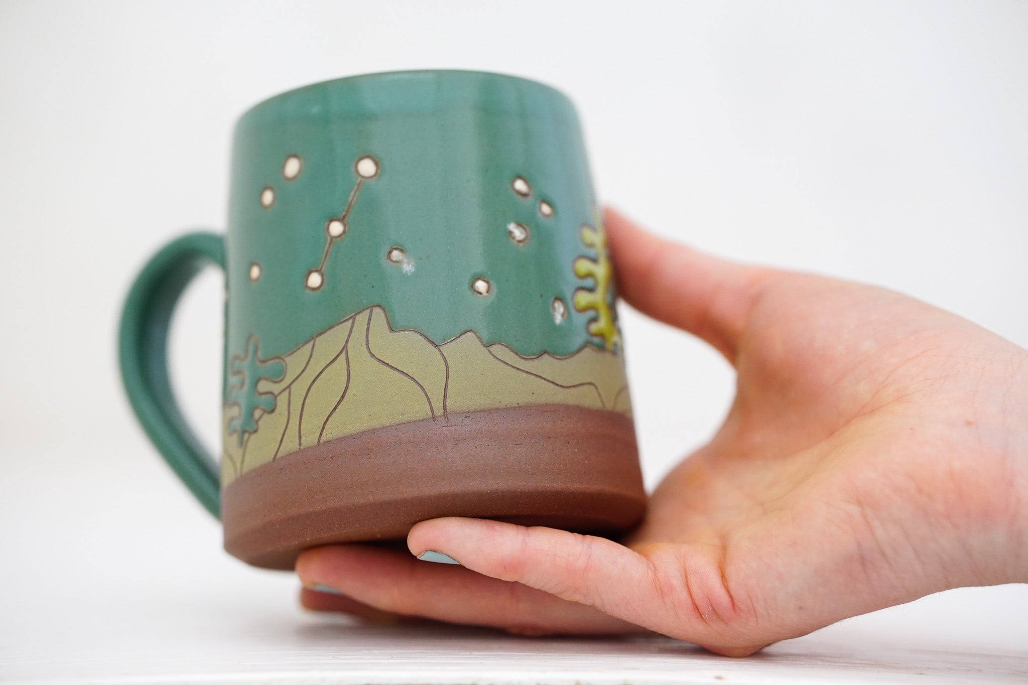 Mtn Dipper moon mug in Kali Forest