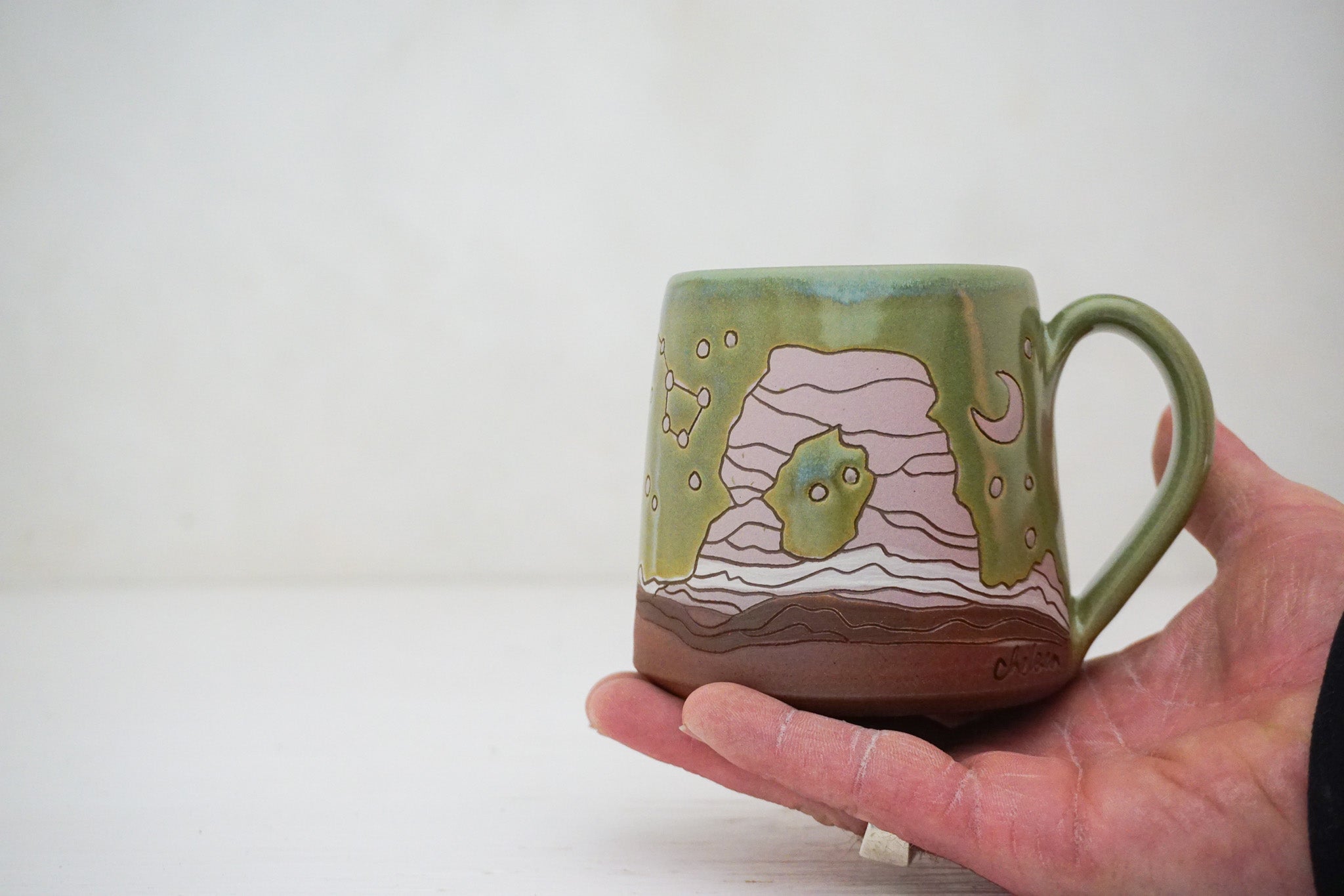 Arches dipper moon mug in Sage