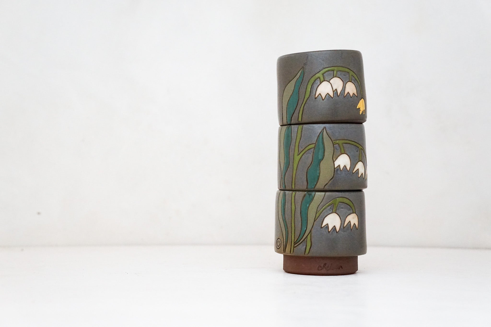 Lily of the Valley Stacker Cups in Stone