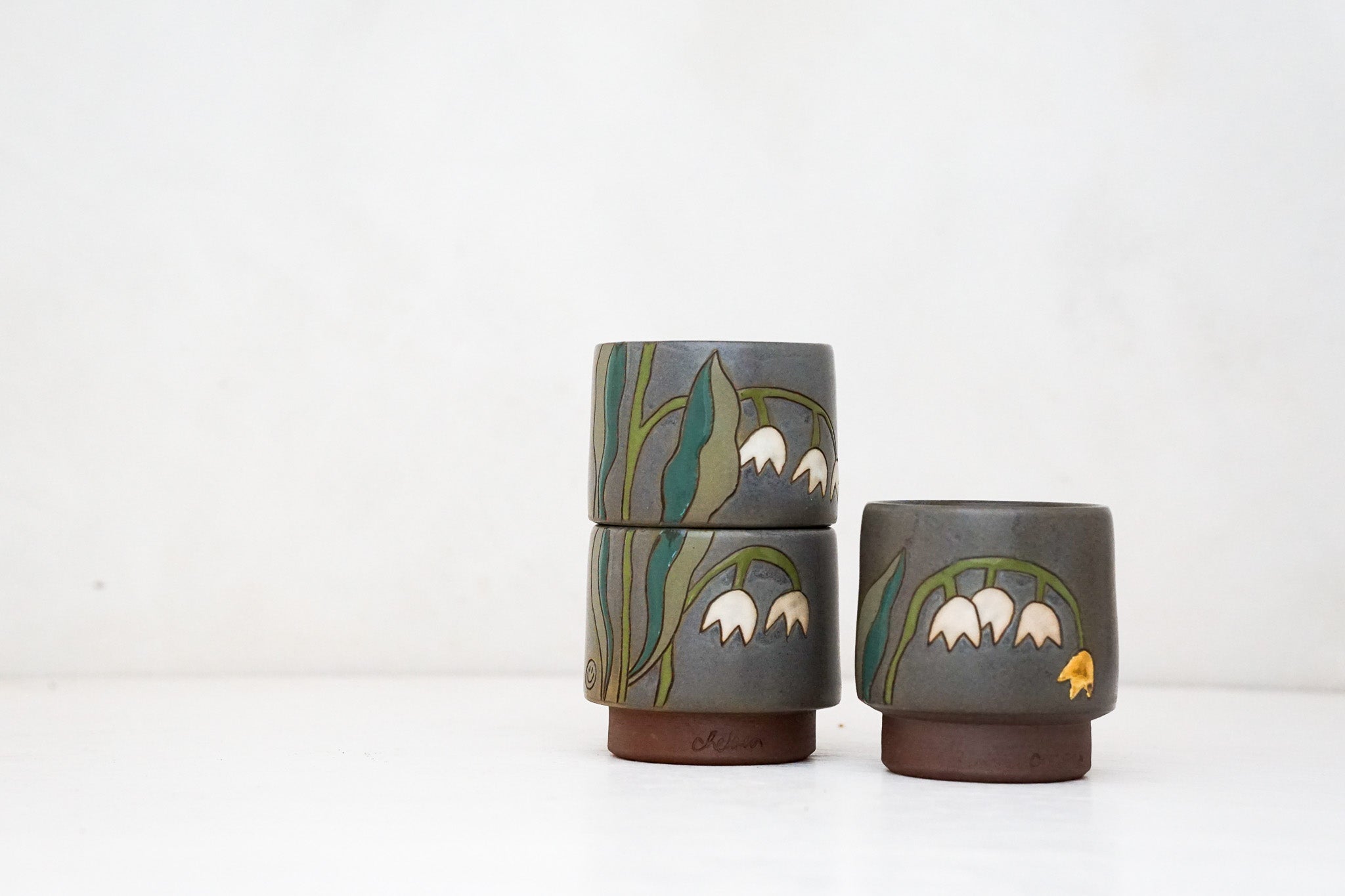 Lily of the Valley Stacker Cups in Stone