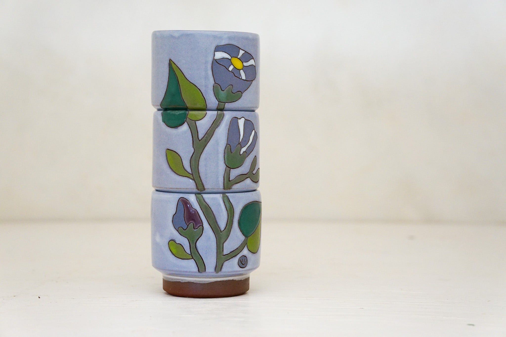 Morning Glory Flower Stacker cups in Lilac