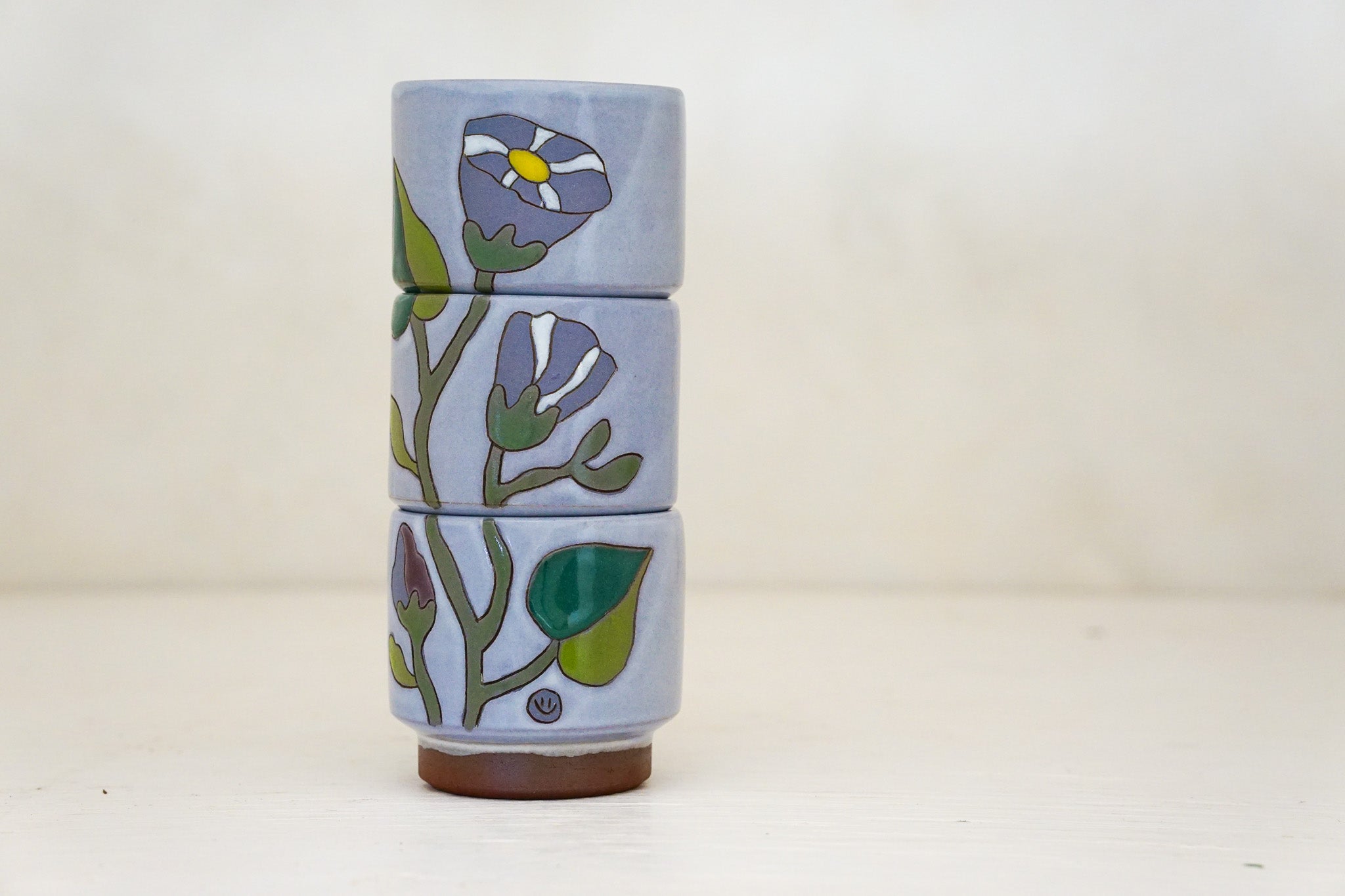 Morning Glory Flower Stacker cups in Lilac