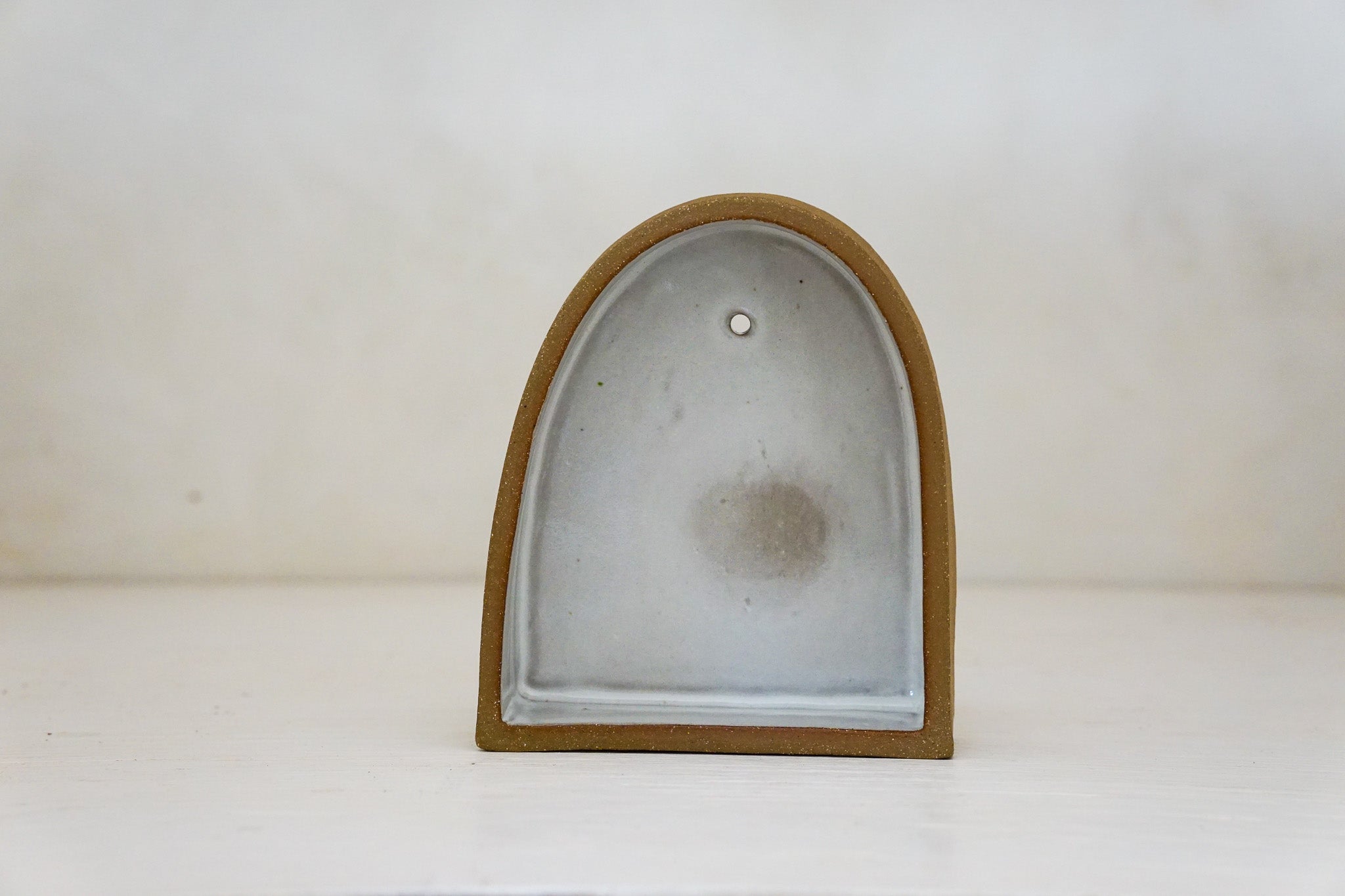 Handbuilt Arch Wall Shelf Brown Clay MED size