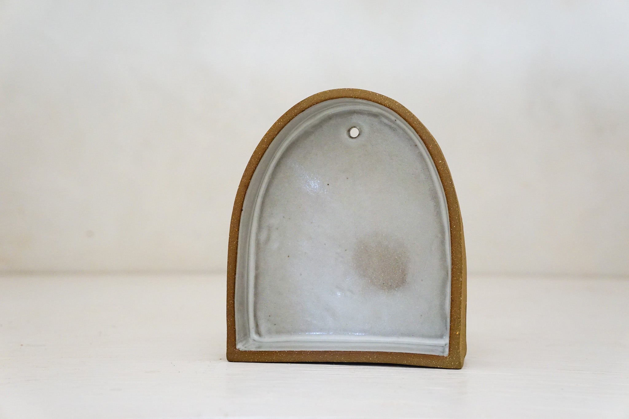Handbuilt Arch Wall Shelf Brown Clay MED size