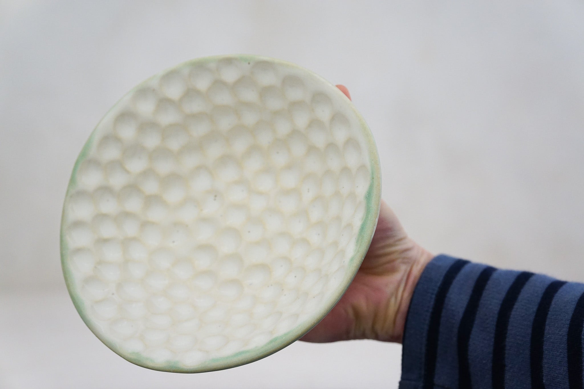 Handbuilt Thumbprint bowl in White