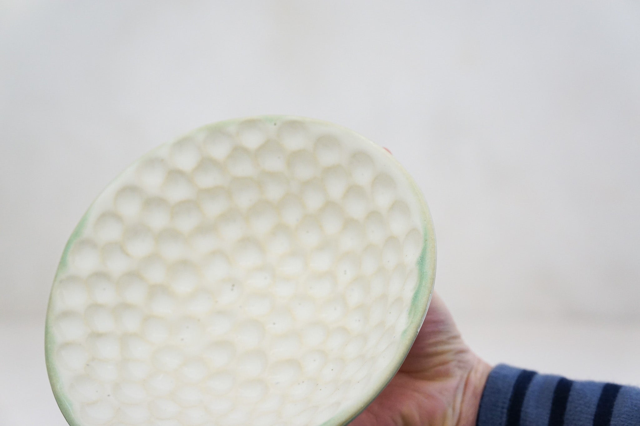 Handbuilt Thumbprint bowl in White