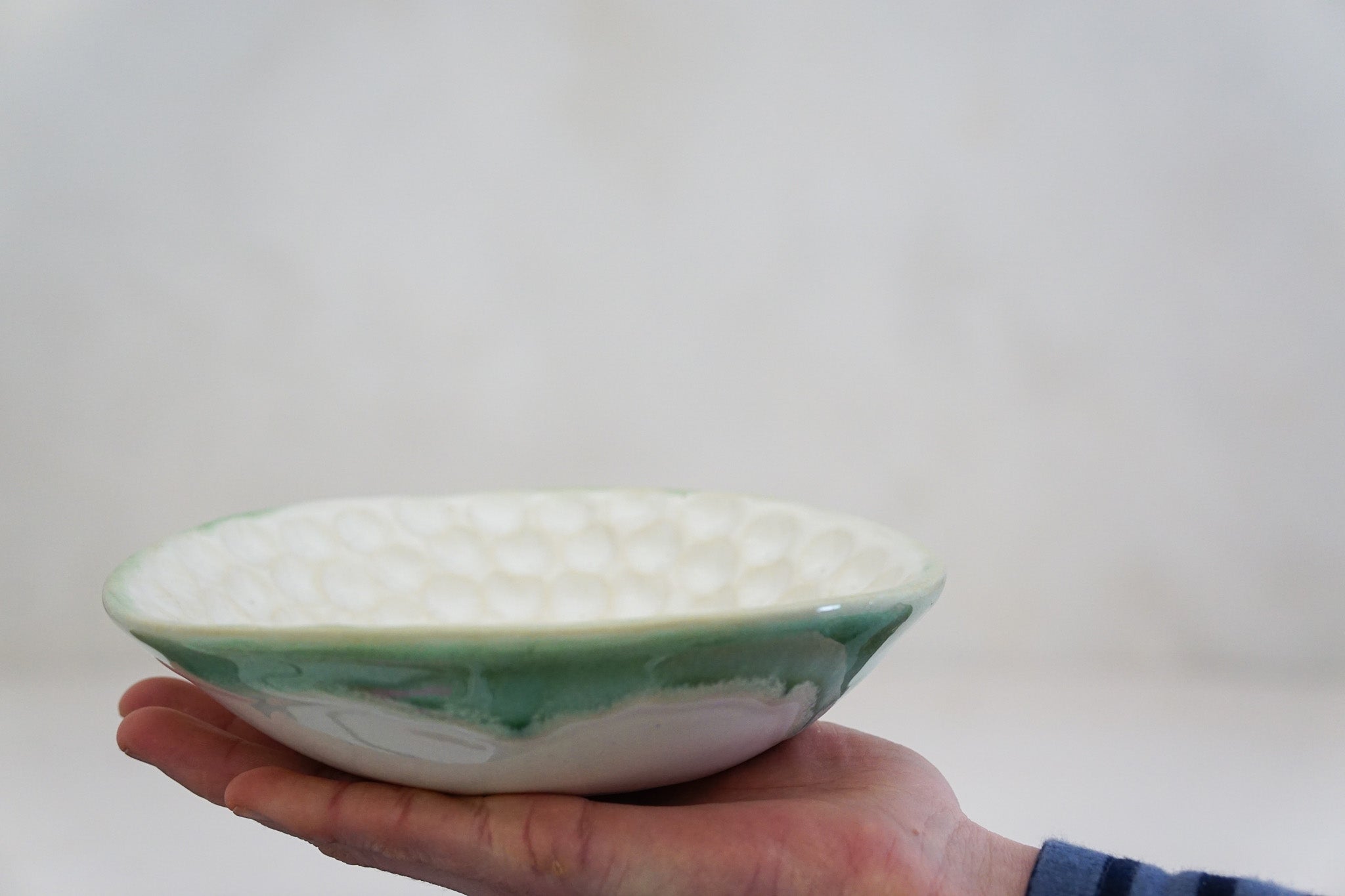 Handbuilt Thumbprint bowl in White