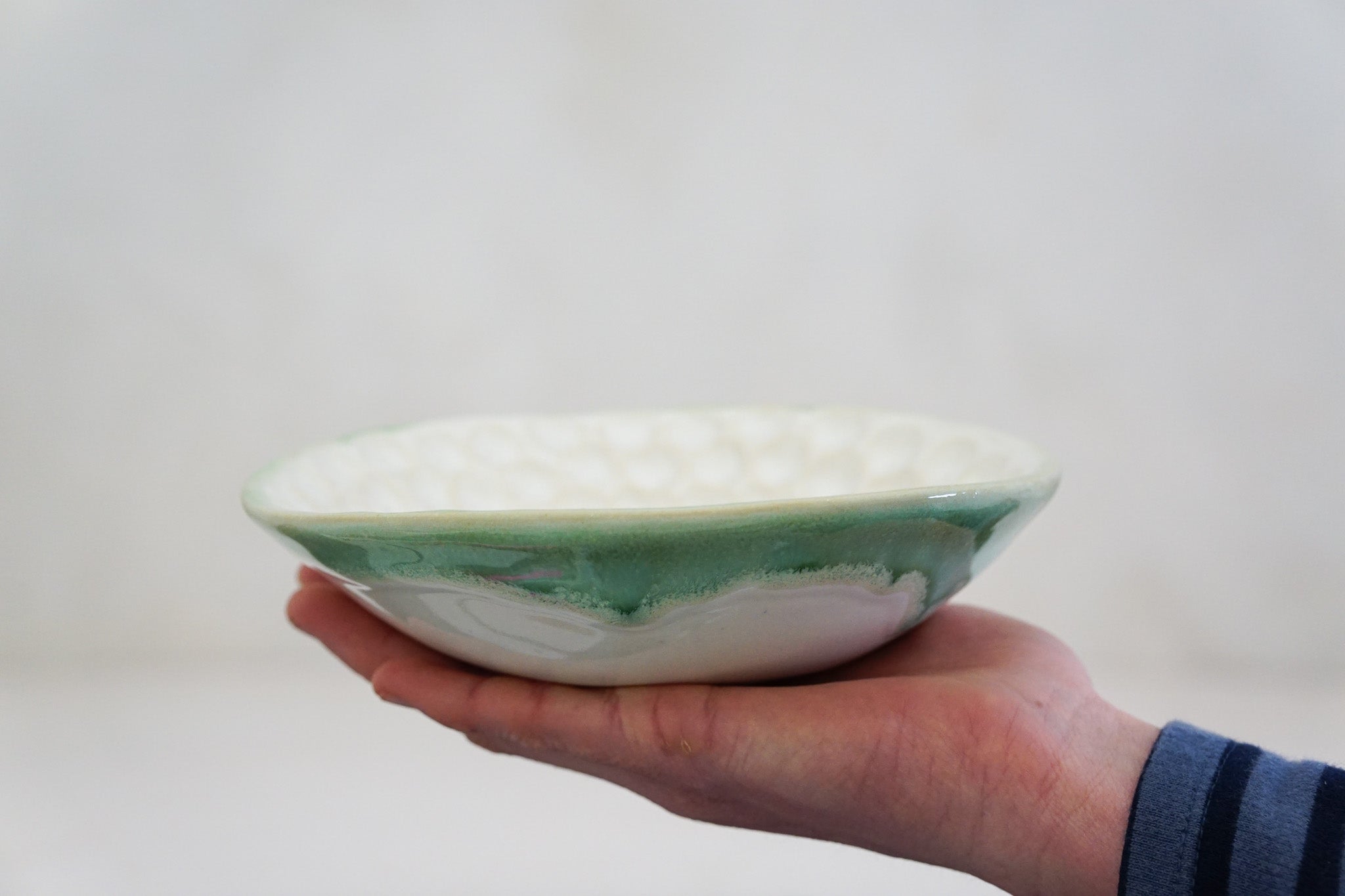 Handbuilt Thumbprint bowl in White