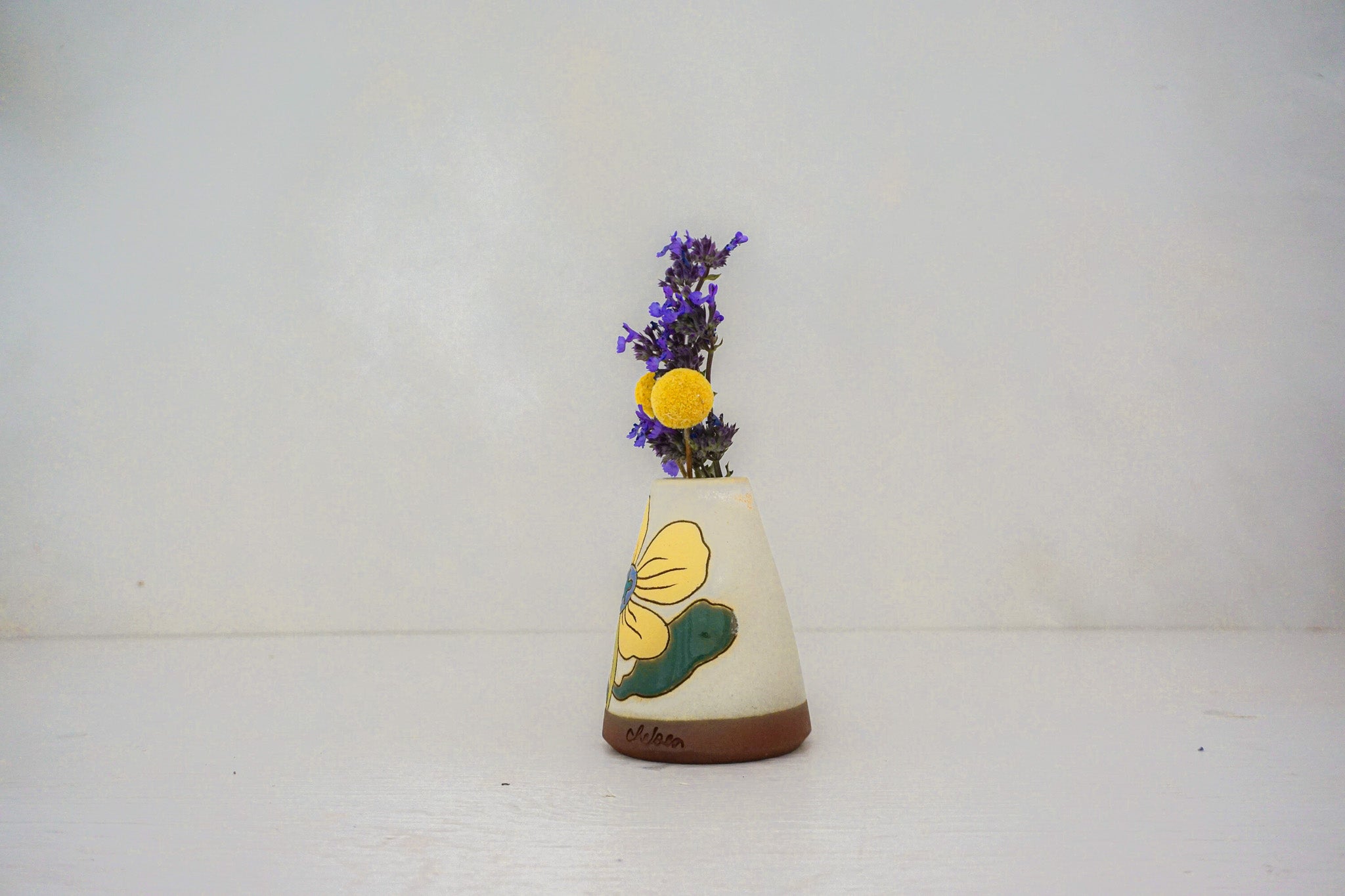 Yellow Flower Vase in BONE