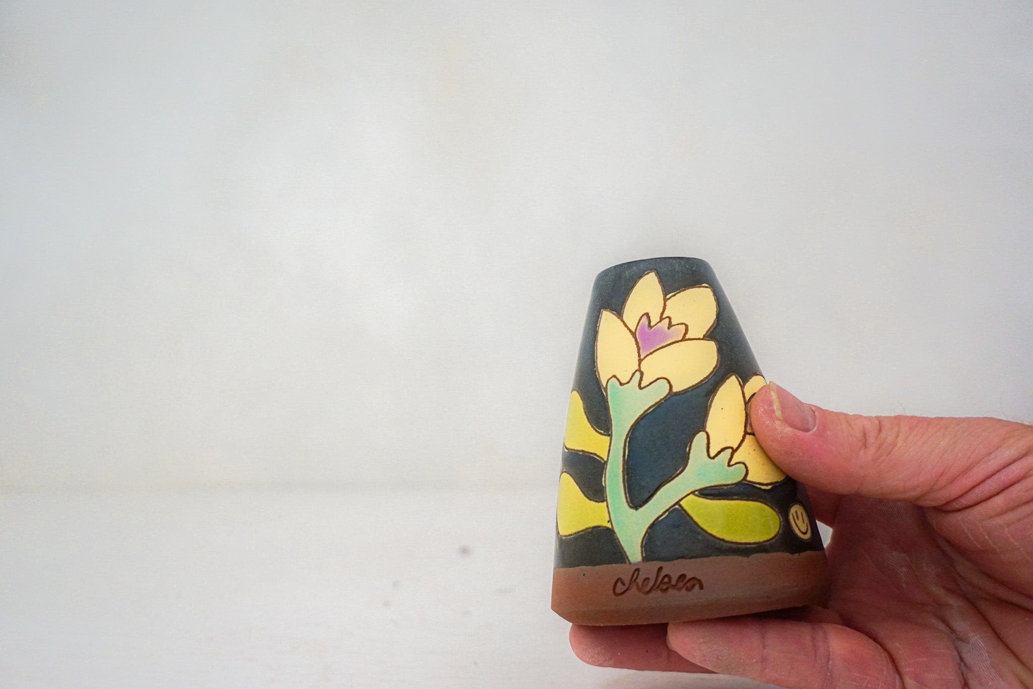 Yellow Crocus flower vase in DARBY