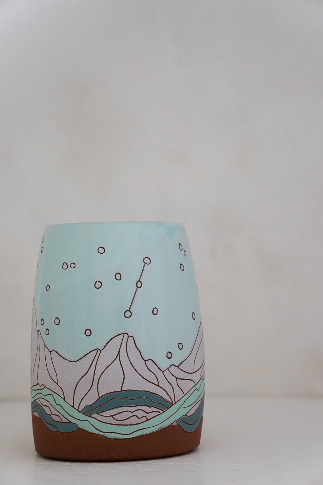 Moon Phase Vase in Ira Blue