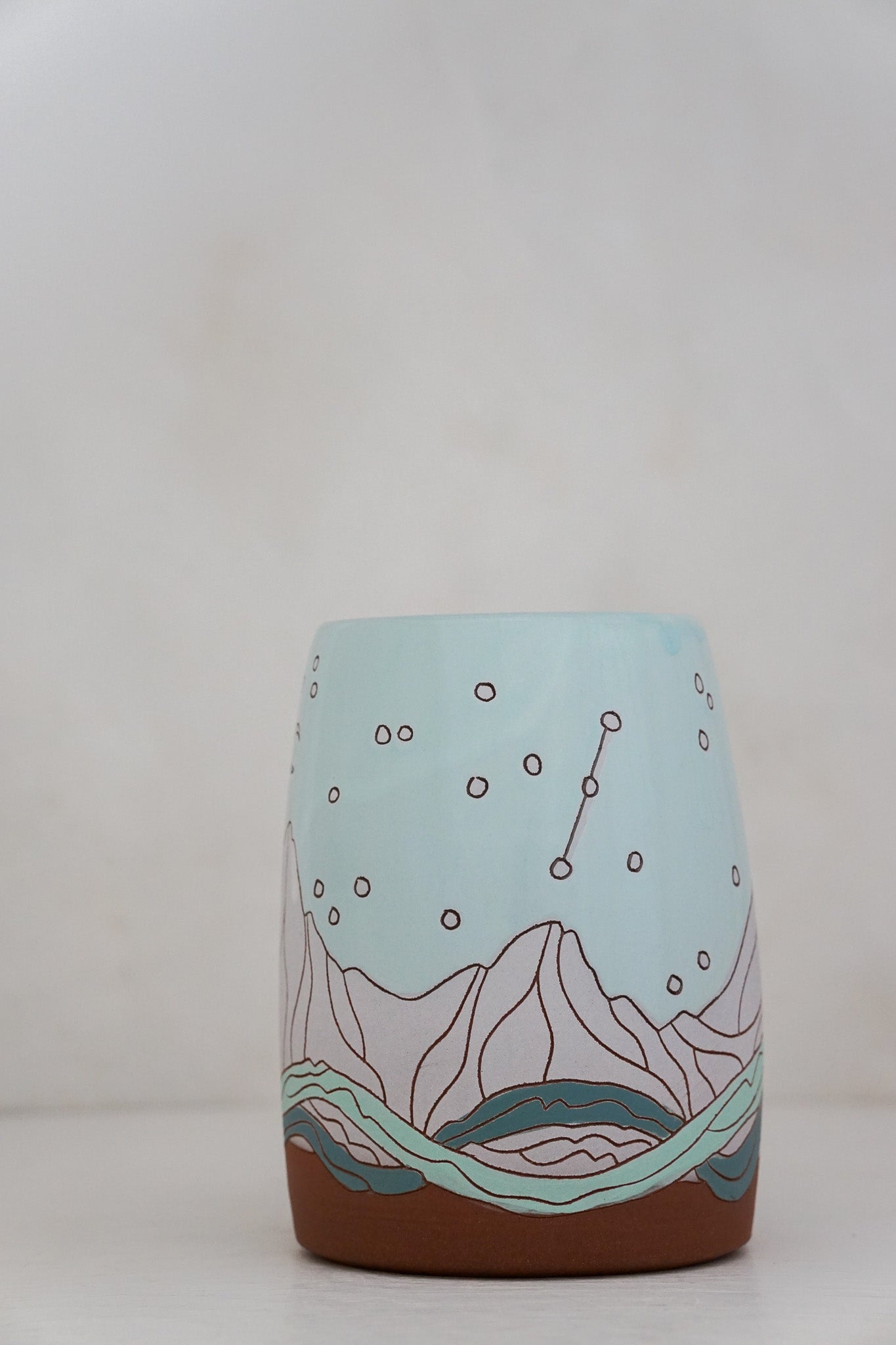 Moon Phase Vase in Ira Blue
