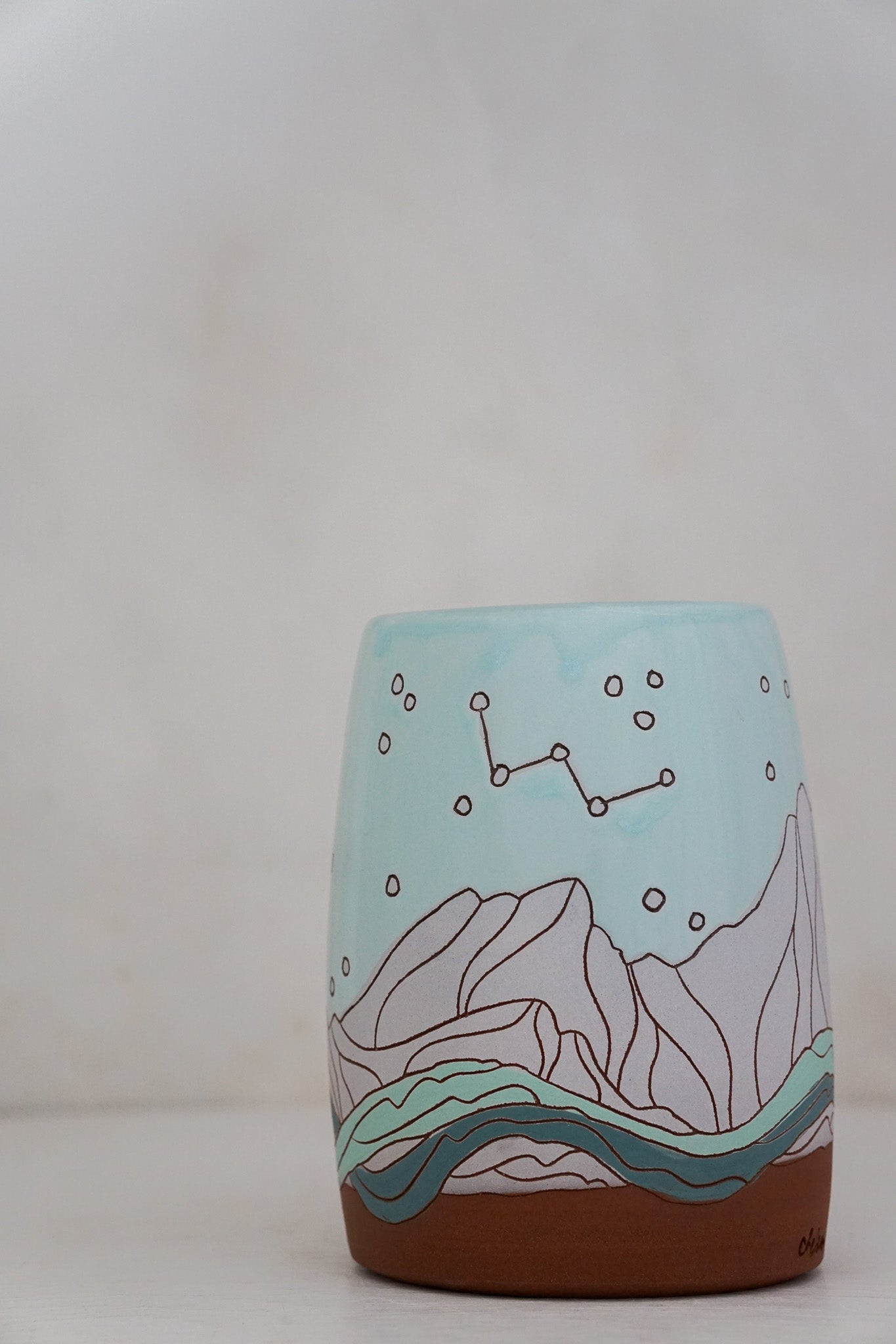 Moon Phase Vase in Ira Blue