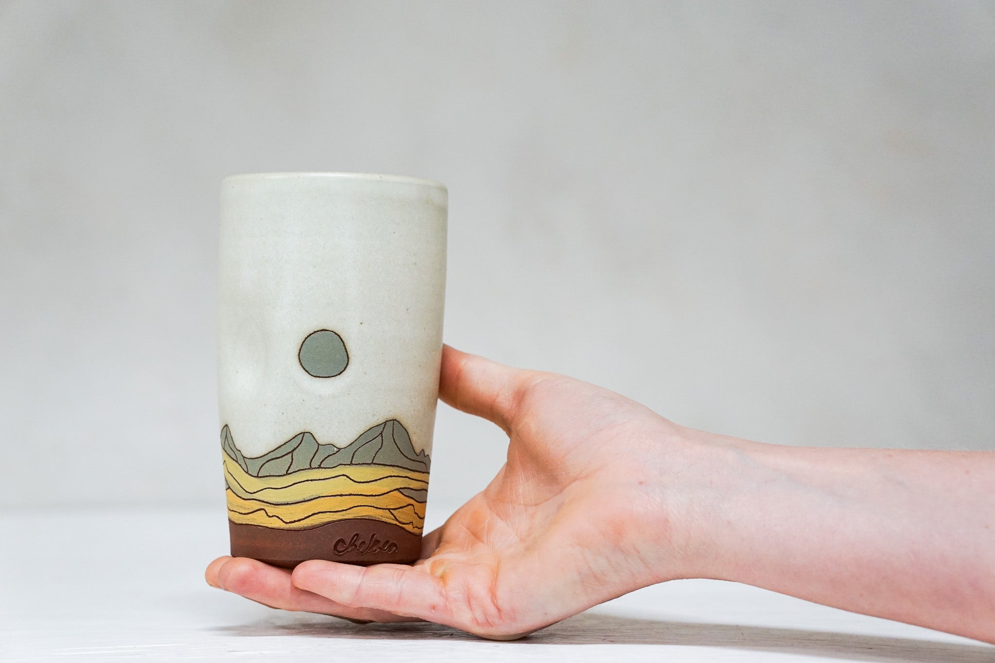 Mountain Green Moon cup in Bone
