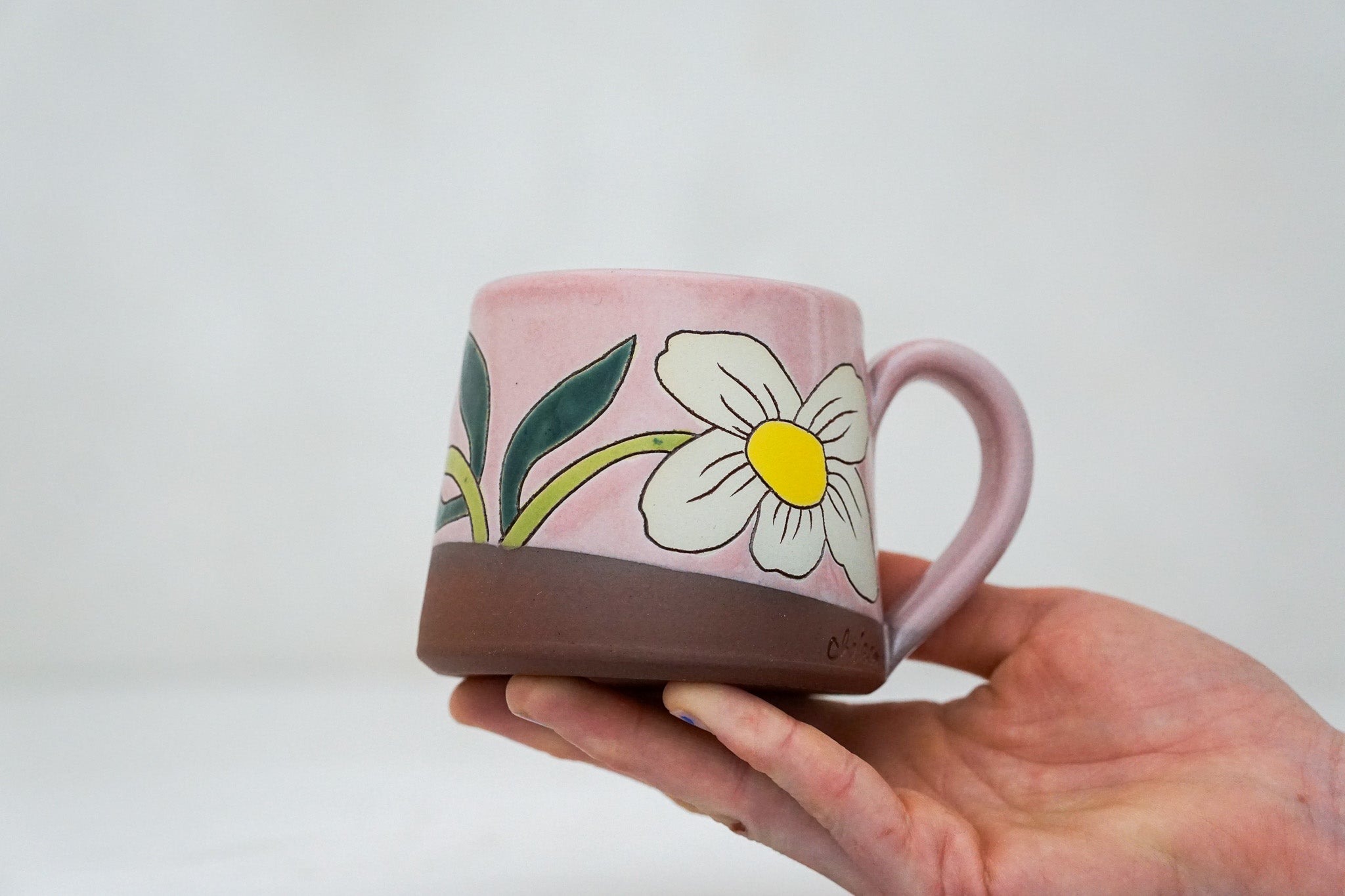 Flower shortie mug in Pink