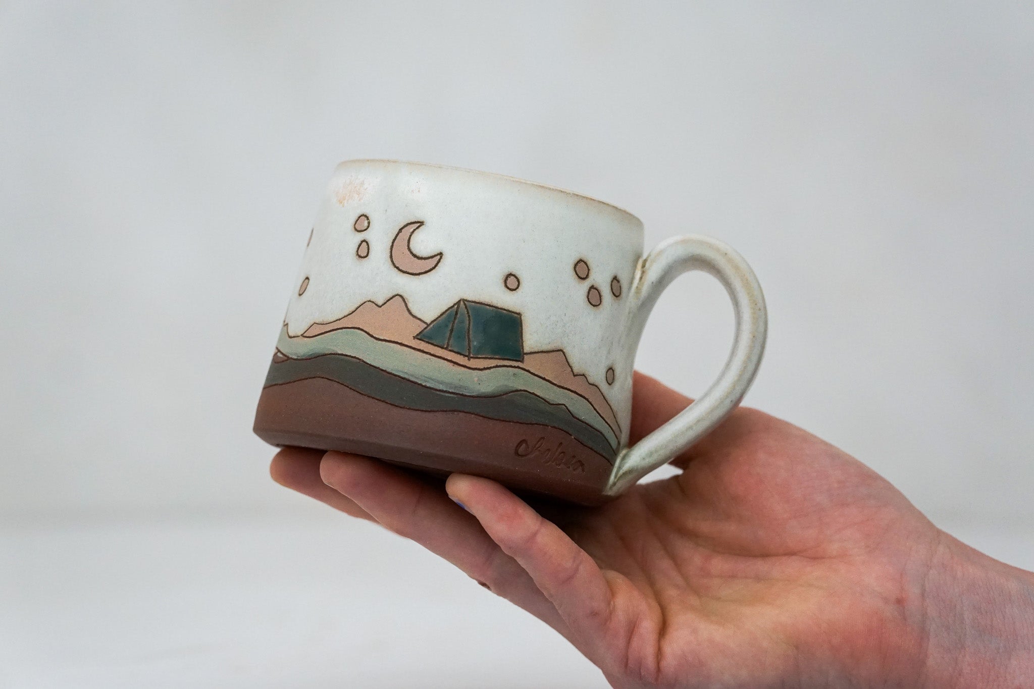 Night sky Camp shortie mug in Bone