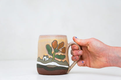 Wavy Cabin in the Flowers mug in Alpenglow*