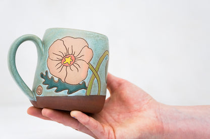 Wavy Poppy mug in Lake