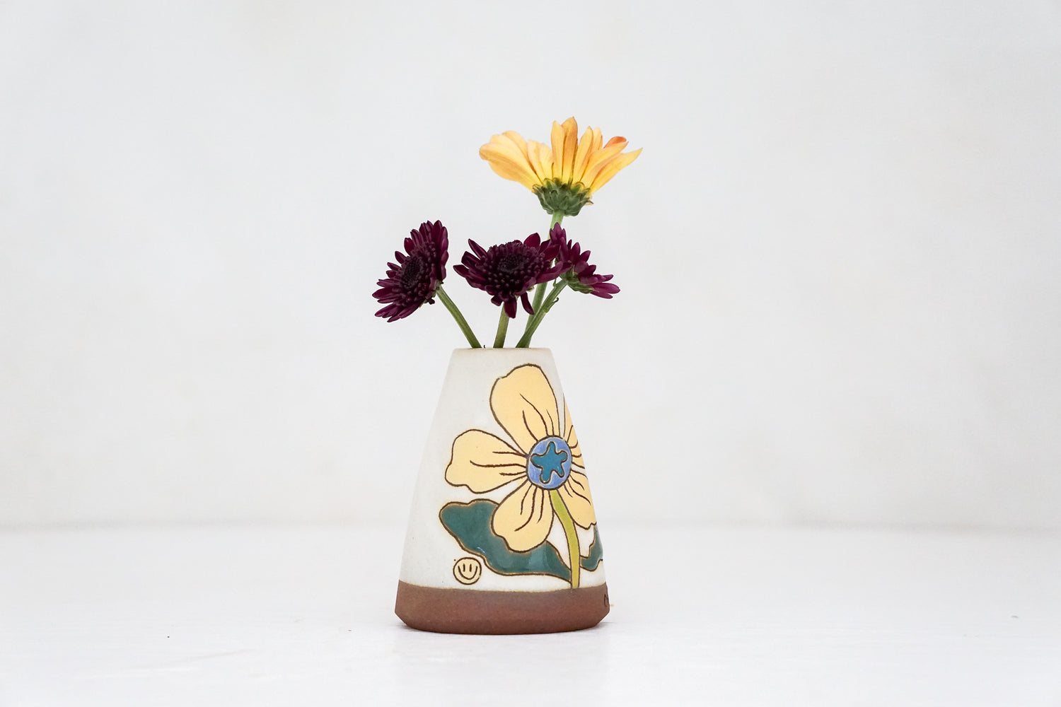 Yellow Flower Vase in Bone