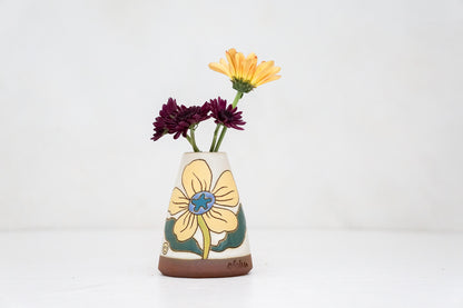 Yellow Flower Vase in Bone