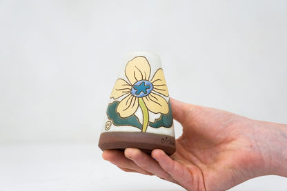 Yellow Flower Vase in Bone