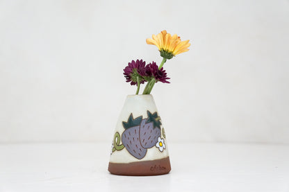 Purple Strawberry Vase in Bone