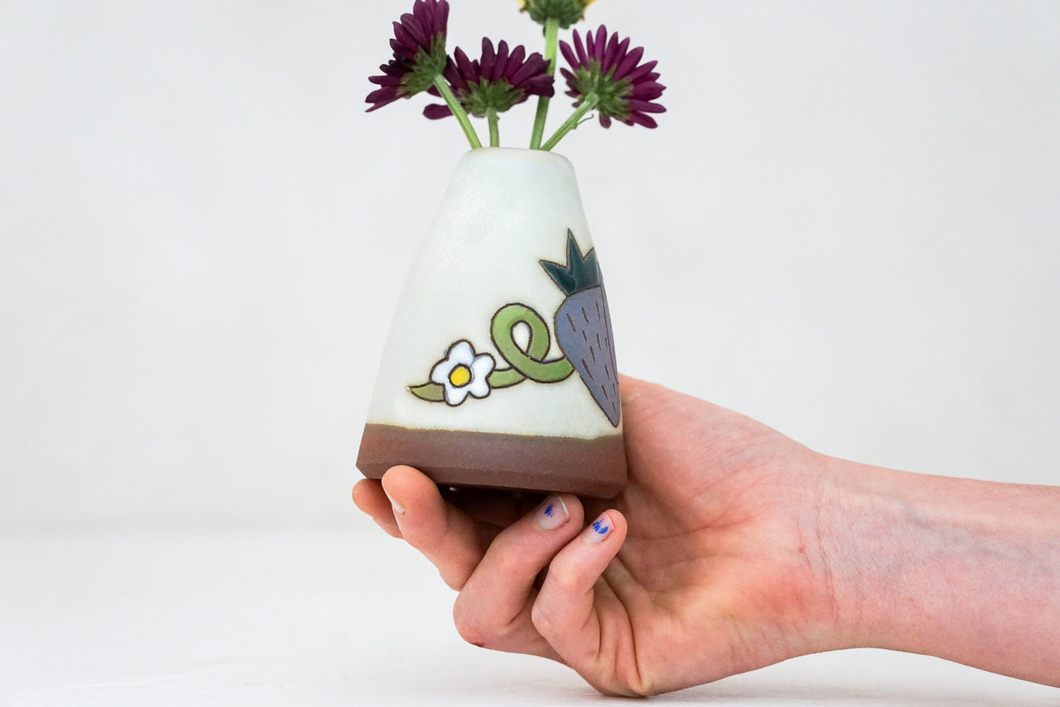 Purple Strawberry Vase in Bone