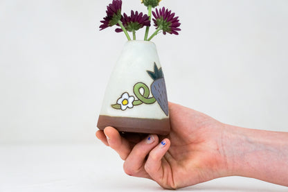 Purple Strawberry Vase in Bone